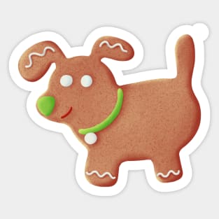 Gingerbread dog for christmas greeting cards Sticker